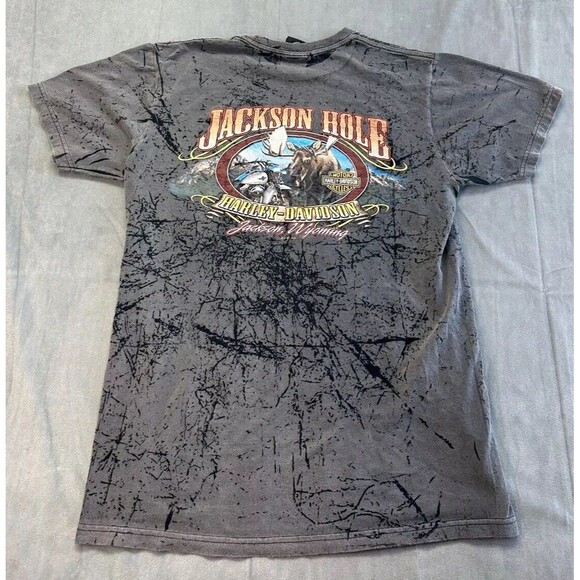 Chester's Harley Davidson Jackson Hole Wyoming Tshirt AOP Mens Large 19x26 Y2K - Picture 2 of 8